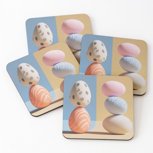 Item preview, Copy of Colorful decorative eggs arranged on a pastel background with shadows and textures visible designed and sold by Stellar Geometry.