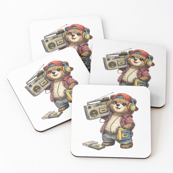 Item preview, Cute Bear with Retro Boombox – Hand Drawn Colored Pencil Sticker Illustration designed and sold by Felixuss.