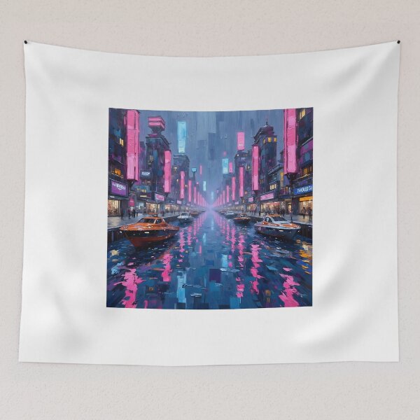 Item preview, Cyberpunk Neon City Wall Art – Futuristic Sci-Fi Skyline Poster – Gaming Room Decor designed and sold by Vajid Designs .