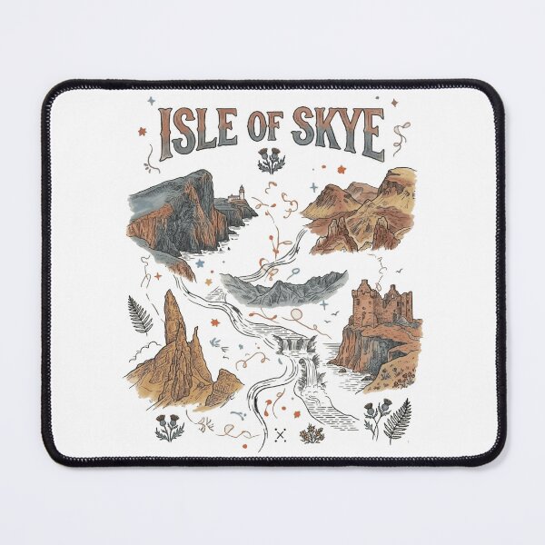 Item preview, Isle of Skye Landmarks Folk Art Map - Old Man of Storr & Fairy Pools Art designed and sold by Loom on the Loch.