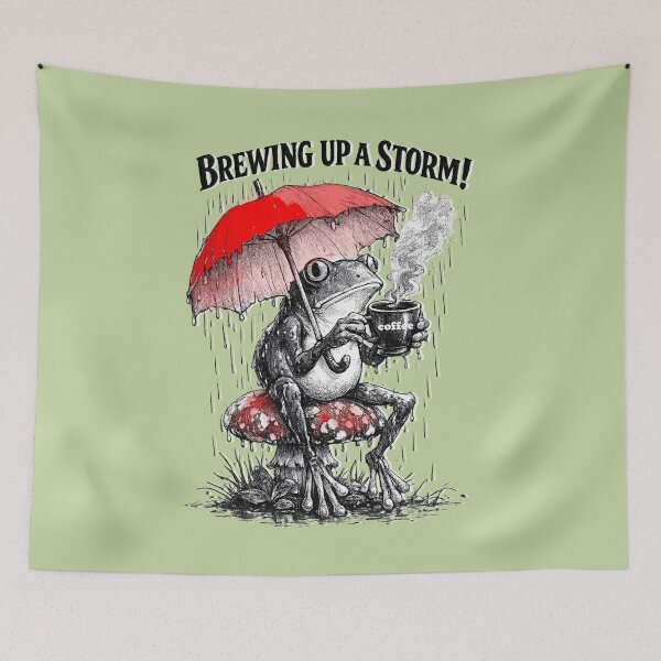 Item preview,  Funny frog with an umbrella. Brewing up a Storm! designed and sold by Natart1004.