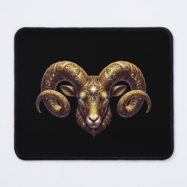 Item preview, Golden Aries Ram Head Zodiac Constellation Art designed and sold by Dakson Design - Fantasy Art.