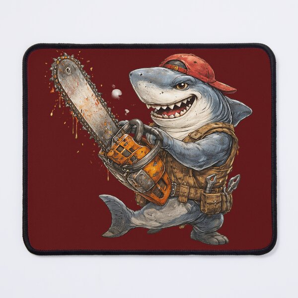 Item preview, Brutal Shark with Chainsaw – Hand Drawn Colored Pencil Sticker Illustration designed and sold by Felixuss.
