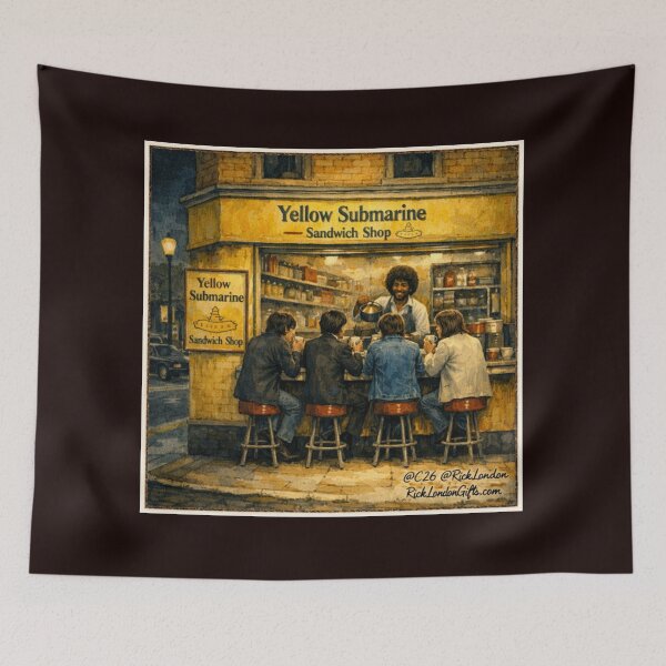 Item preview, Retro Yellow Submarine Sandwich Shop – Nostalgic Night Café Art designed and sold by Rick London Gifts.