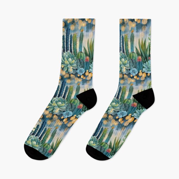 Item preview, Watercolor Cacti and Succulents with Bokeh Lights designed and sold by NTGUILTY.