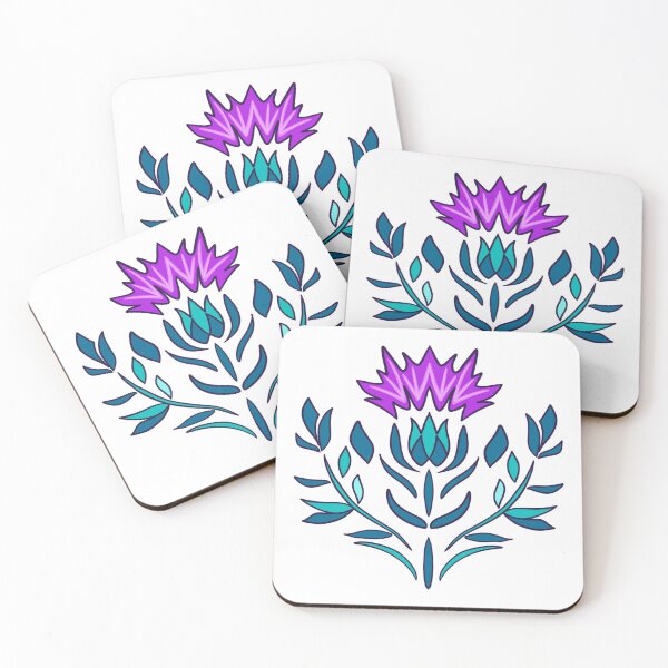 Item preview, Purple & Teal Gingham Thistle Pattern – Hand Drawn Botanical Cottagecore Design designed and sold by Thistle Owl Studio.