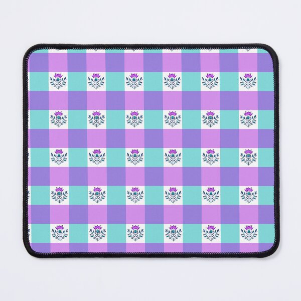Item preview, Purple & Teal Gingham Thistle Pattern – Hand Drawn Botanical Cottagecore Design designed and sold by Thistle Owl Studio.
