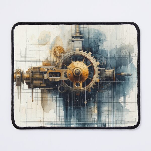 Item preview, Vintage Steampunk Mechanical Gear Architectural Sketch designed and sold by AAMHdesigns.