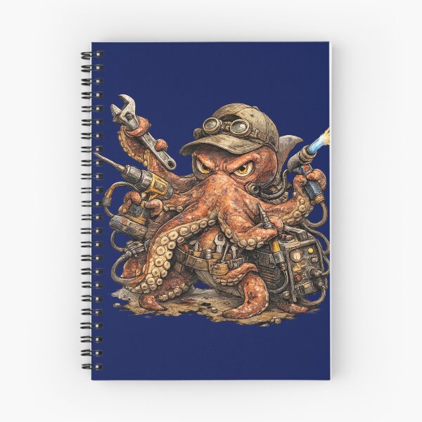 Item preview, Brutal Octopus Mechanic with Tools – Hand Drawn Colored Pencil Sticker Illustration designed and sold by Felixuss.