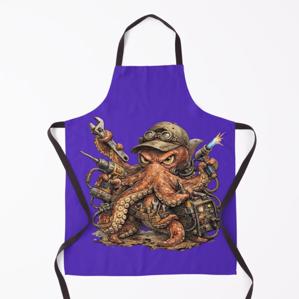 Item preview, Brutal Octopus Mechanic with Tools – Hand Drawn Colored Pencil Sticker Illustration designed and sold by Felixuss.