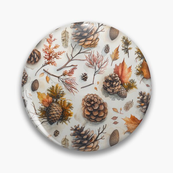 Item preview, Watercolor Autumn Forest Pinecones and Foliage designed and sold by NTGUILTY.