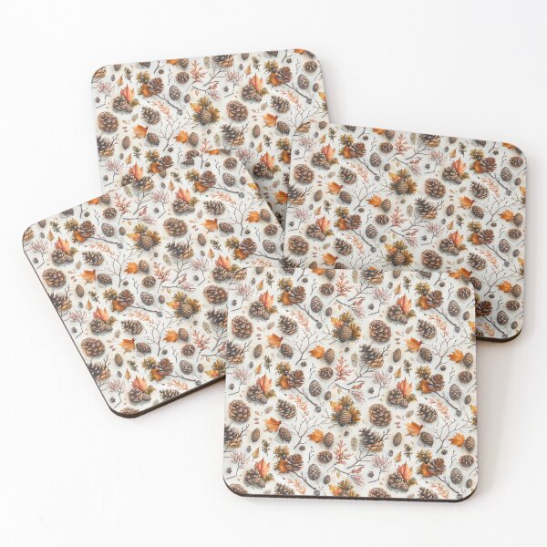 Item preview, Watercolor Autumn Forest Pinecones and Foliage designed and sold by NTGUILTY.