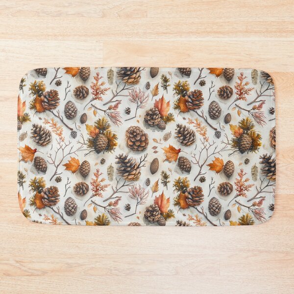 Item preview, Watercolor Autumn Forest Pinecones and Foliage designed and sold by NTGUILTY.