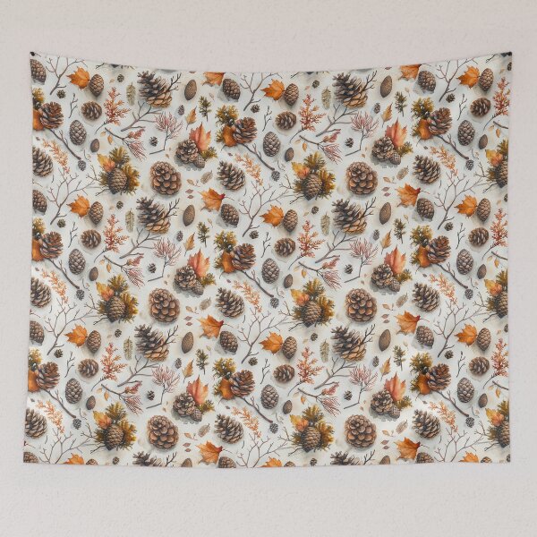 Item preview, Watercolor Autumn Forest Pinecones and Foliage designed and sold by NTGUILTY.