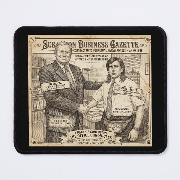 Item preview, The Office Chronicles - Michael Scott and Ed Truck Vintage Engraving designed and sold by ern vintage store.