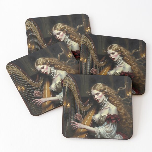 Item preview, Stunning vampire playing harp. designed and sold by Velvet Smoke Images.