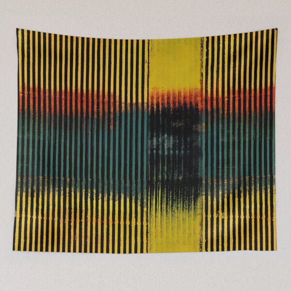 Item preview, Retro Mustard Teal Stripe Pattern designed and sold by bubblegoth.