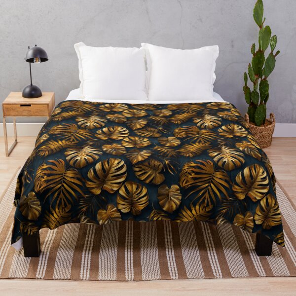 Item preview, Luxury Gold Tropical Leaves on Matte Black designed and sold by NTGUILTY.