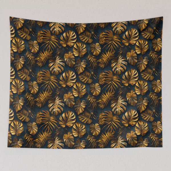 Item preview, Luxury Gold Tropical Leaves on Matte Black designed and sold by NTGUILTY.