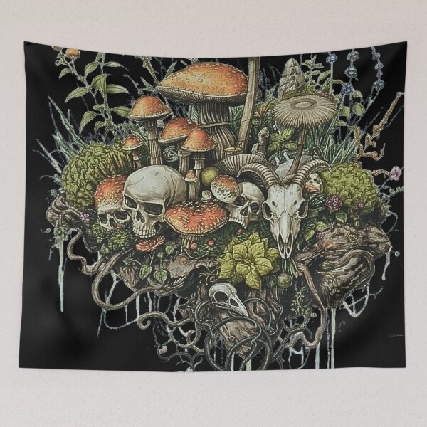 Item preview, Dark Cottagecore Skull Garden – Gothic Floral Skull, Witchy Poison Garden Aesthetic designed and sold by SKULLARTISTRY.
