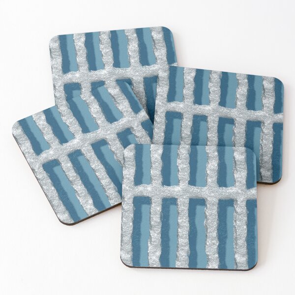 Item preview, Silver Glitter Blue Stripes Pattern designed and sold by bubblegoth.