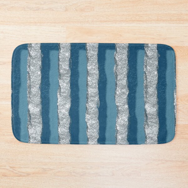 Item preview, Silver Glitter Blue Stripes Pattern designed and sold by bubblegoth.