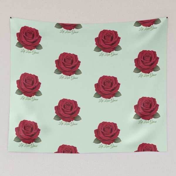 Item preview, Botanical Rose & Inspirational Quote: Let Love Grow designed and sold by EnlightArt.