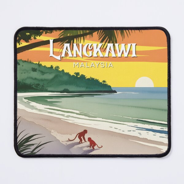 Item preview, Langkawi Malaysia Tropical Sunset Beach – Vintage Island Travel Poster designed and sold by ArcticFoxStudio.