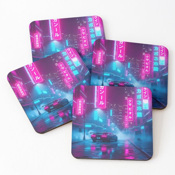 Item preview, Neon Rain Cyberpunk City Street with Retro Sports Car designed and sold by powersunlight.