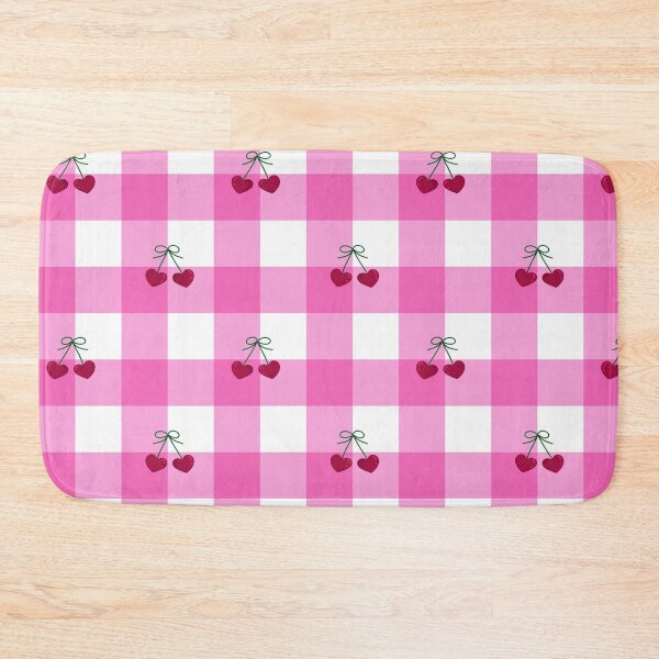 Item preview, Cherry Hearts, pink gingham repeating pattern designed and sold by Thistle Owl Studio.