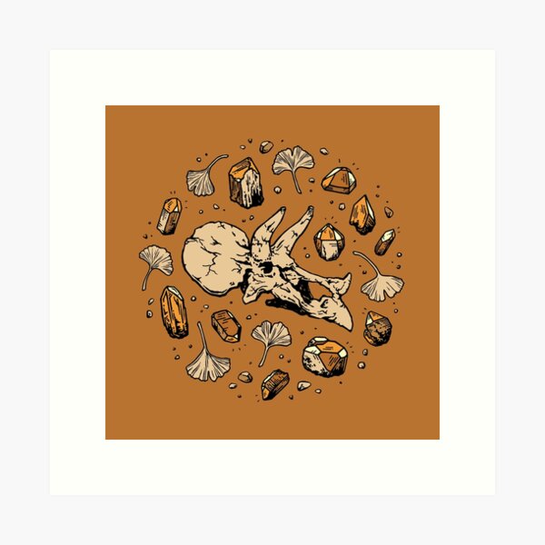 Item preview, Triceratops Rocks! | Citrine Quartz | Dinosaur Skull Fossil Art designed and sold by OMEGAFAUNA.