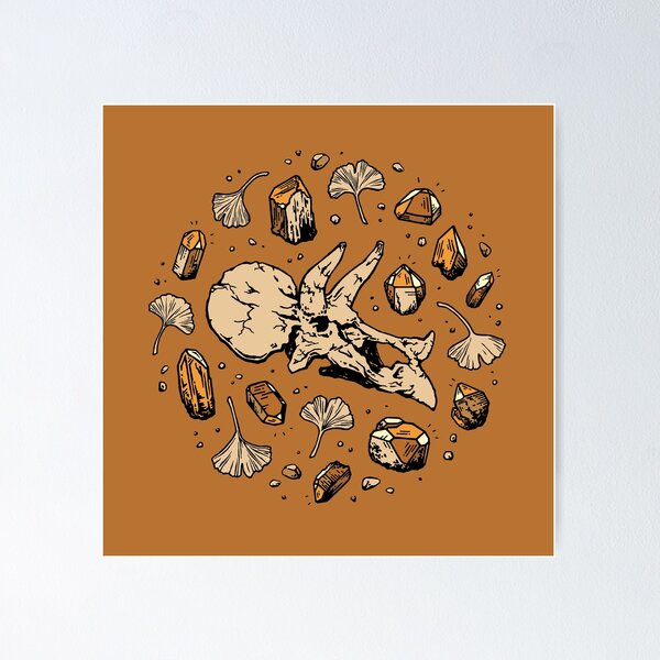 Item preview, Triceratops Rocks! | Citrine Quartz | Dinosaur Skull Fossil Art designed and sold by OMEGAFAUNA.