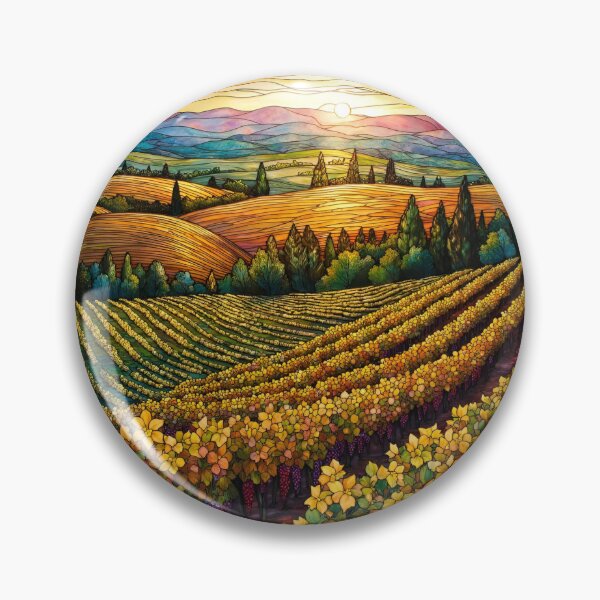 Item preview, Stained Glass Vineyard Landscape | Wine Country Sunset designed and sold by Debbie Schulte.