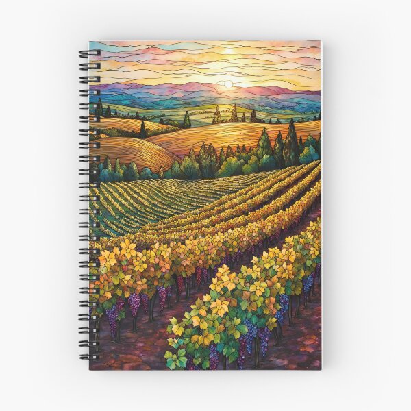 Item preview, Stained Glass Vineyard Landscape | Wine Country Sunset designed and sold by Debbie Schulte.