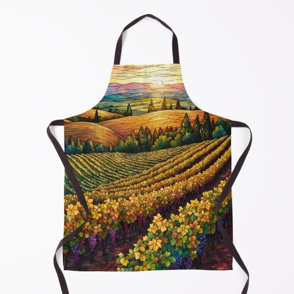 Item preview, Stained Glass Vineyard Landscape | Wine Country Sunset designed and sold by Debbie Schulte.
