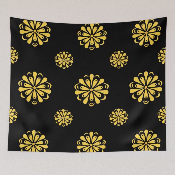 Item preview, Black and Gold Ornamental Floral Pattern designed and sold by Artozat.