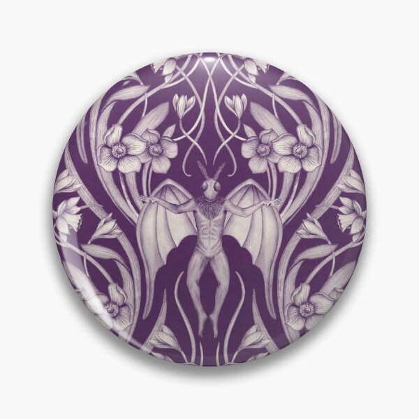 Item preview, Art Nouveau Mothman Damask in Dark Purple designed and sold by somecallmebeth.