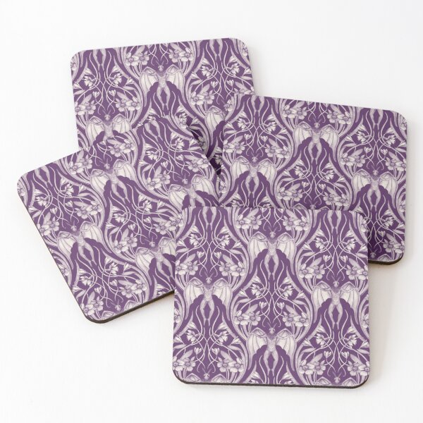 Item preview, Art Nouveau Mothman Damask in Dark Purple designed and sold by somecallmebeth.