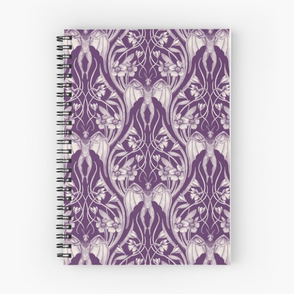 Item preview, Art Nouveau Mothman Damask in Dark Purple designed and sold by somecallmebeth.
