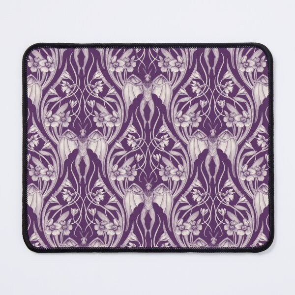 Item preview, Art Nouveau Mothman Damask in Dark Purple designed and sold by somecallmebeth.