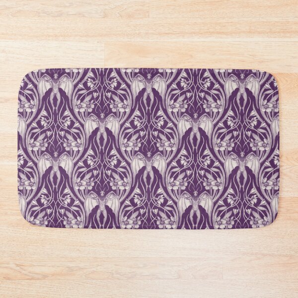 Item preview, Art Nouveau Mothman Damask in Dark Purple designed and sold by somecallmebeth.