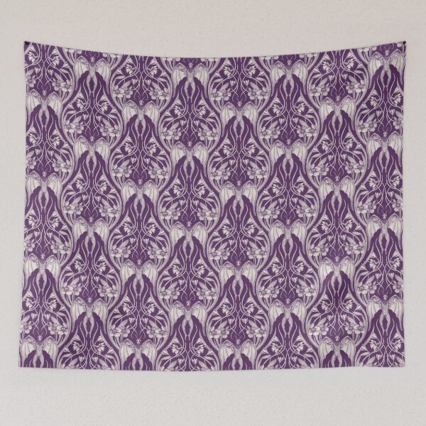 Item preview, Art Nouveau Mothman Damask in Dark Purple designed and sold by somecallmebeth.