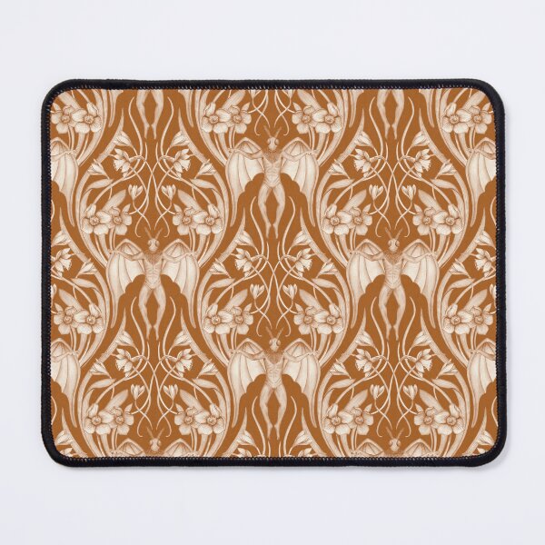 Item preview, Art Nouveau Mothman Damask in Dark Orange designed and sold by somecallmebeth.