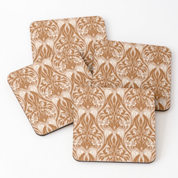 Item preview, Art Nouveau Mothman Damask in Dark Orange designed and sold by somecallmebeth.