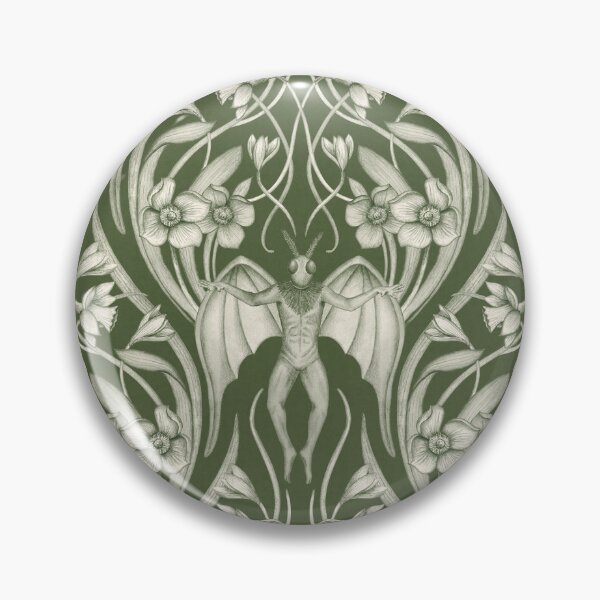 Item preview, Art Nouveau Mothman Damask in Dark Green designed and sold by somecallmebeth.