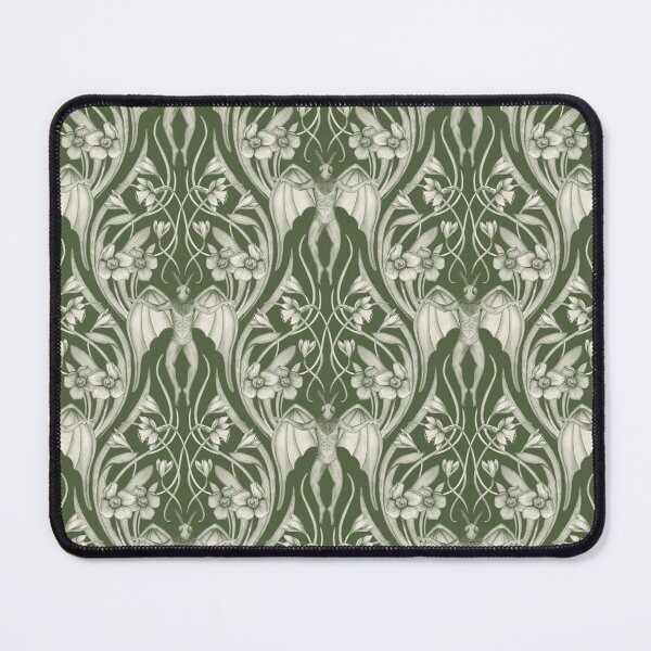 Item preview, Art Nouveau Mothman Damask in Dark Green designed and sold by somecallmebeth.