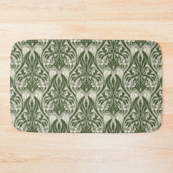 Item preview, Art Nouveau Mothman Damask in Dark Green designed and sold by somecallmebeth.