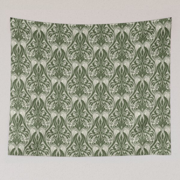 Item preview, Art Nouveau Mothman Damask in Dark Green designed and sold by somecallmebeth.