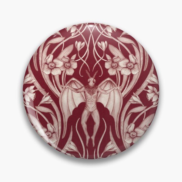 Item preview, Art Nouveau Mothman Damask in Dark Red designed and sold by somecallmebeth.