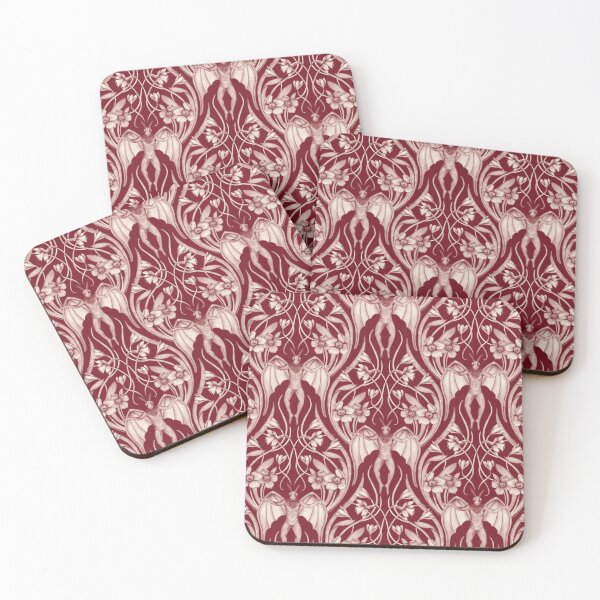 Item preview, Art Nouveau Mothman Damask in Dark Red designed and sold by somecallmebeth.